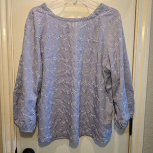 Women's LOFT Blouse XL Blue Striped